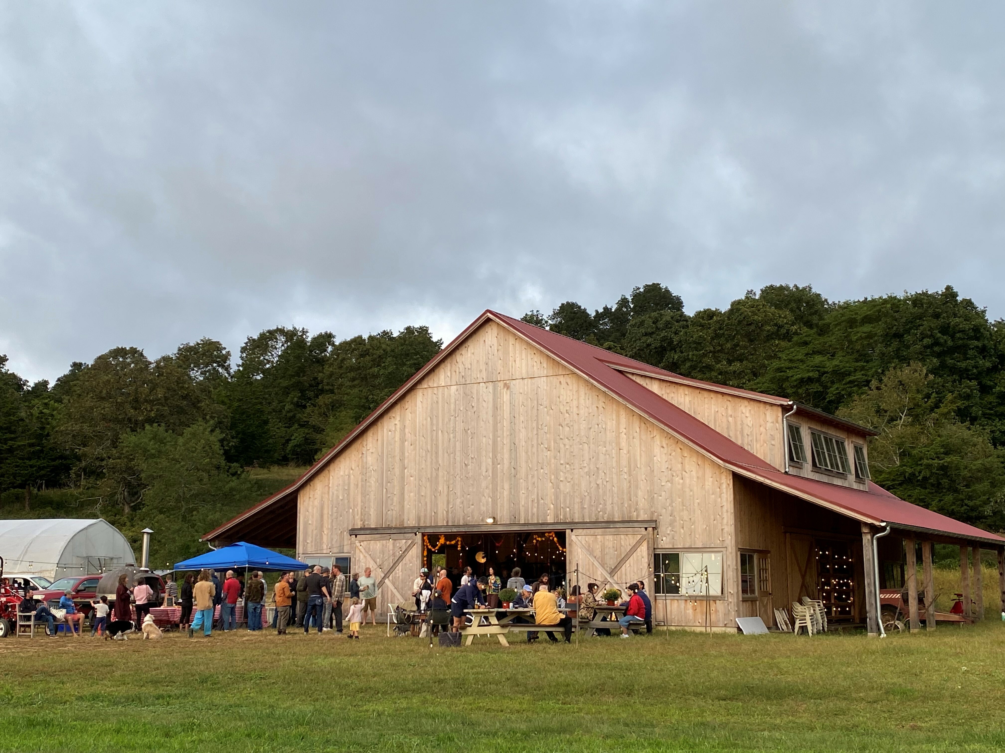 Barn with people