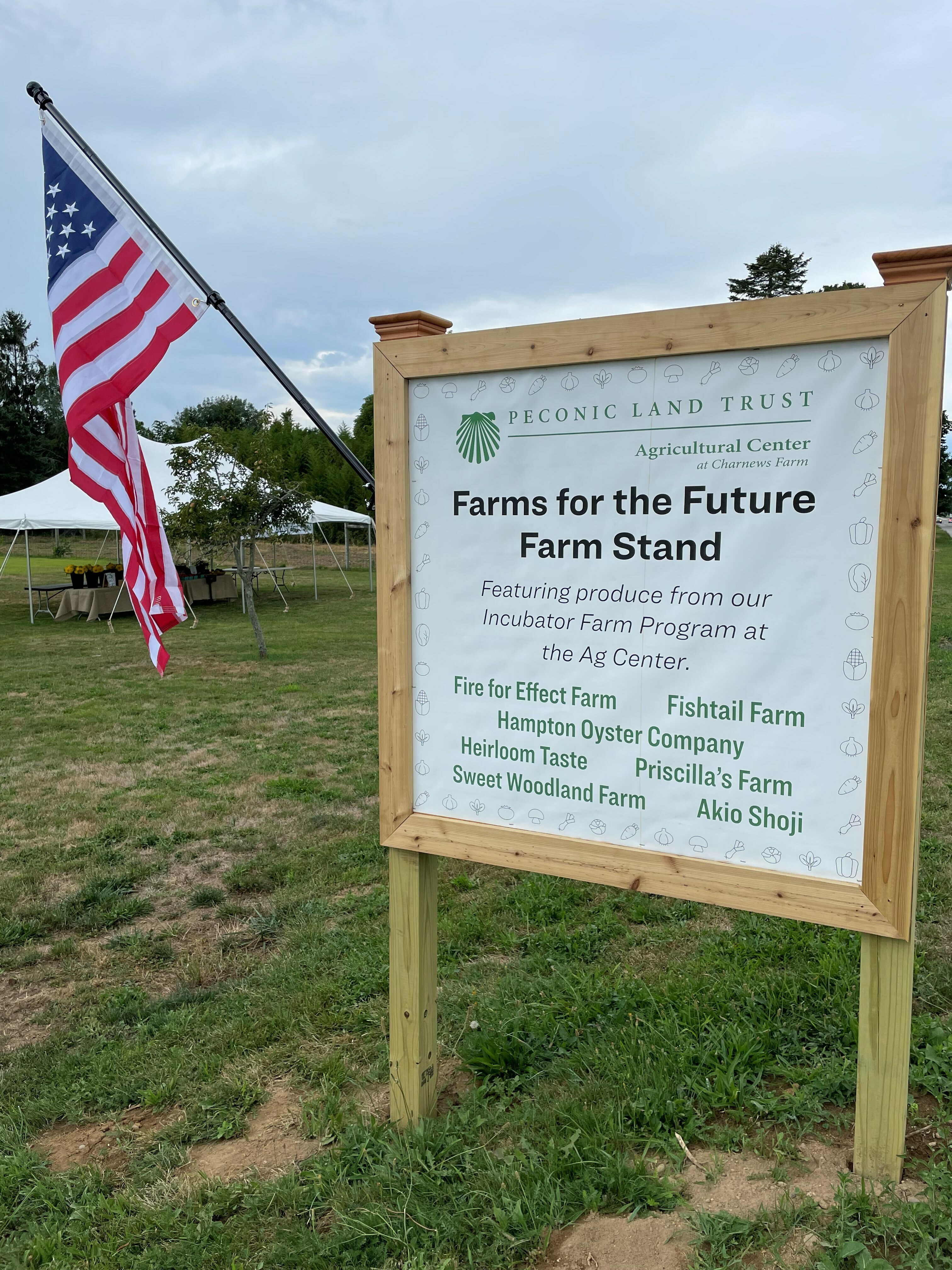 Farm stand and flag