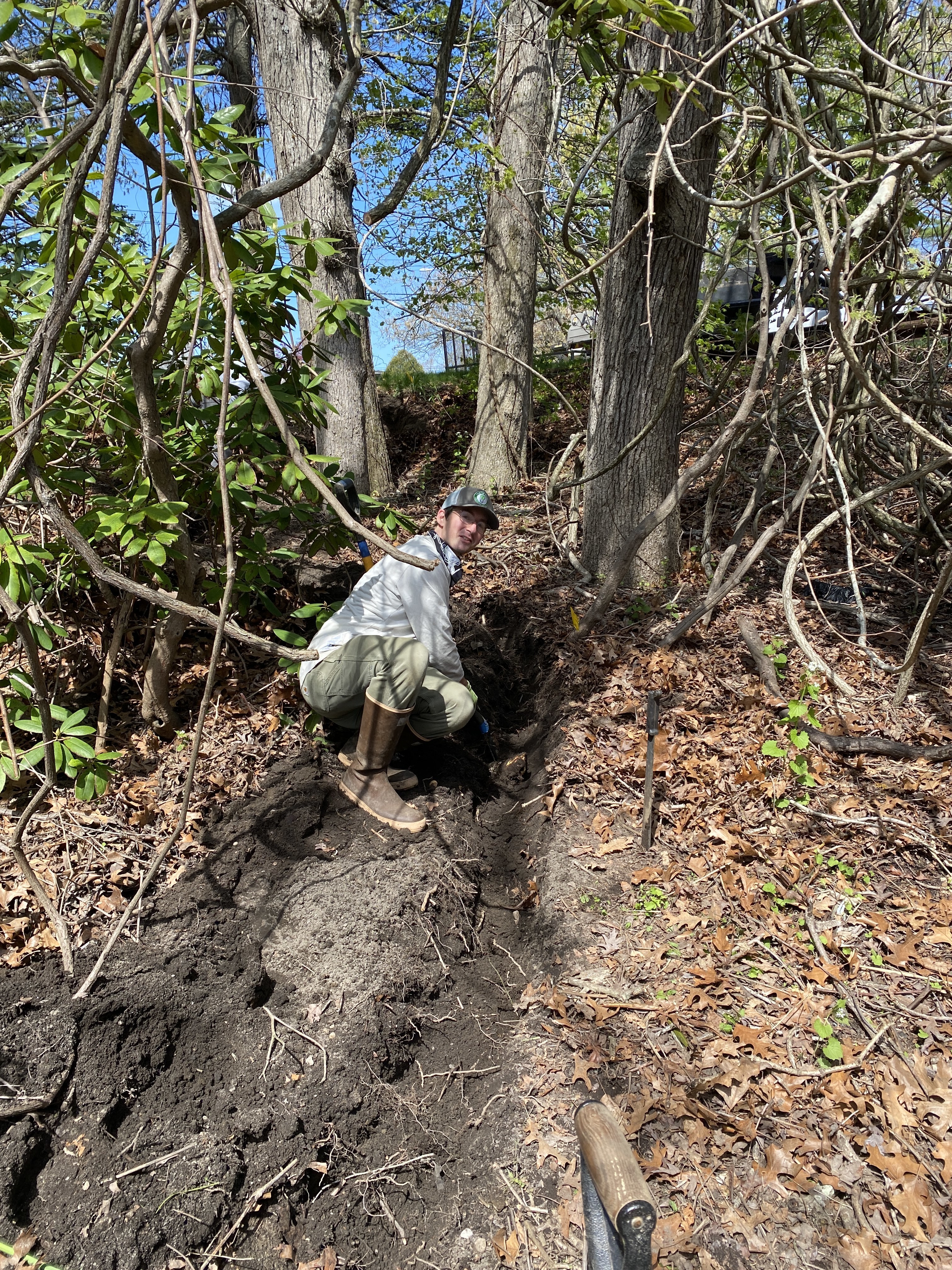 Josh Halsey digging trench at Georgica