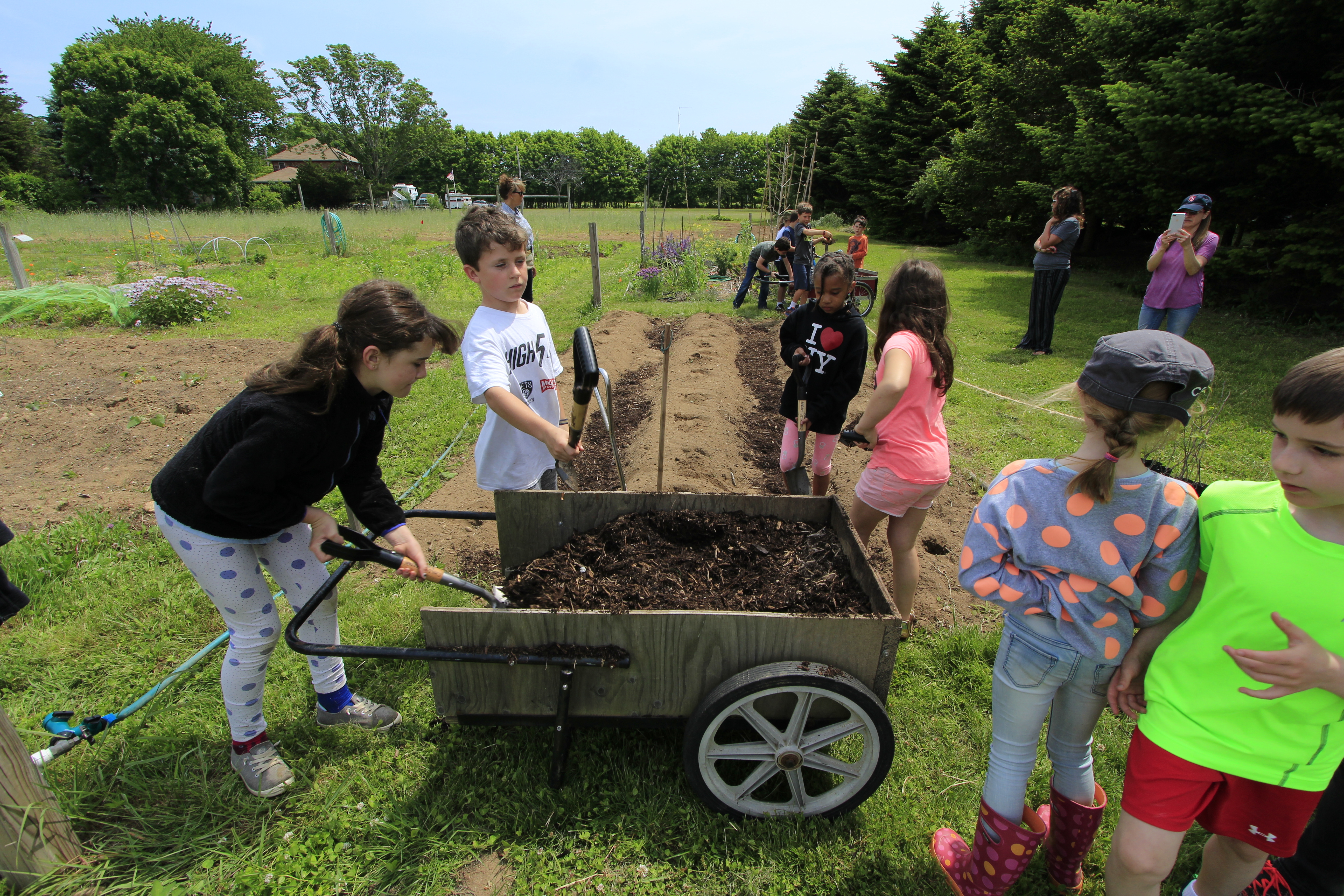 Students at the Community Garden at the Ag Center