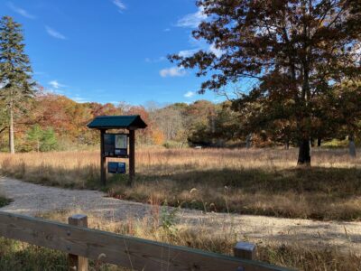 Georgica Pond Preserve trail and kiosk 