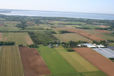 Aerial photo of farmland in Southold